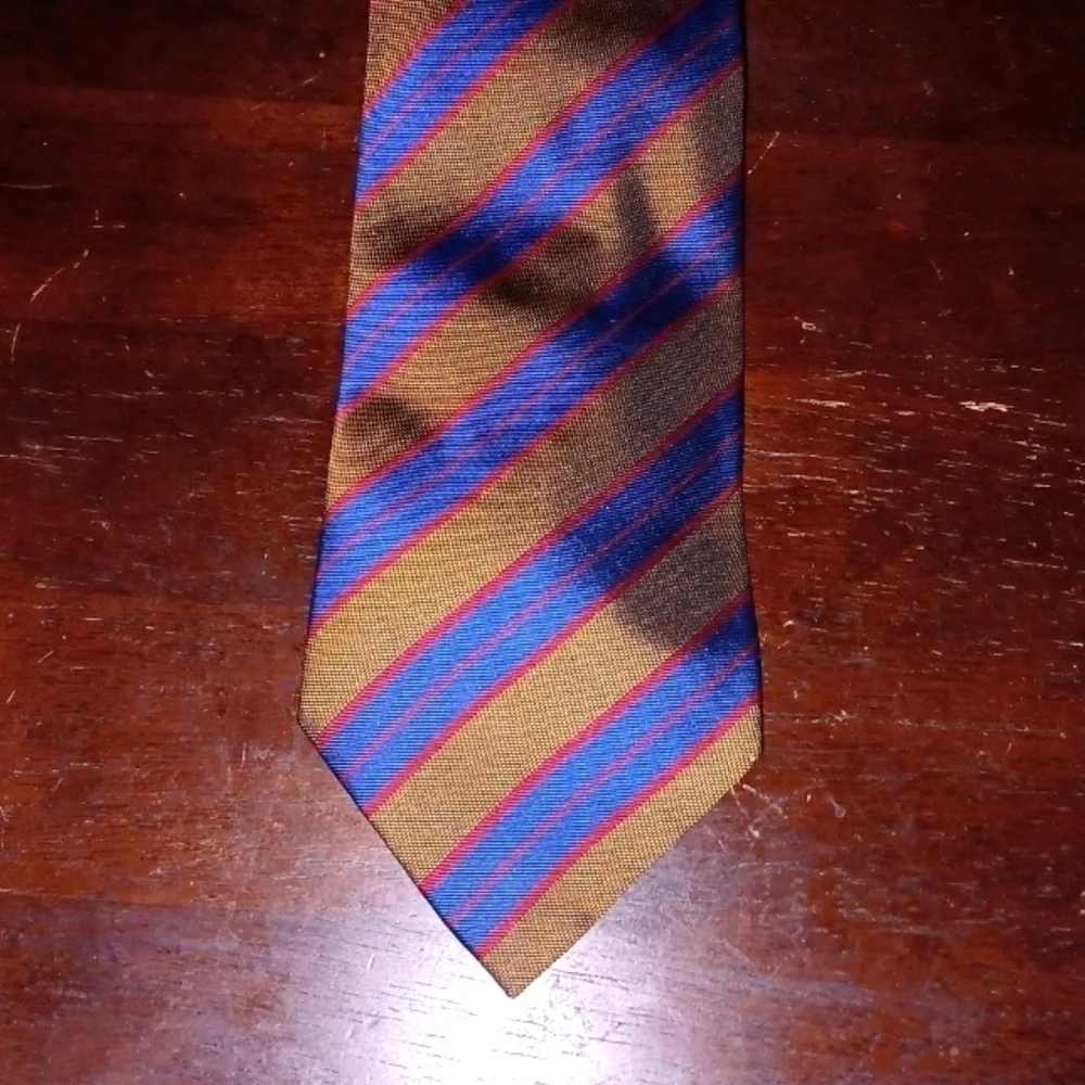 BANANA REPUBLIC Blue, Red and Brown Striped Necktie